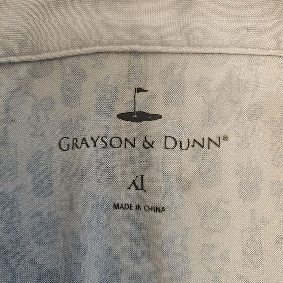Grayson Dunn Golf Polo Shirt Mens XL Tiki Drink All Over Print White Performance - Picture 3 of 5